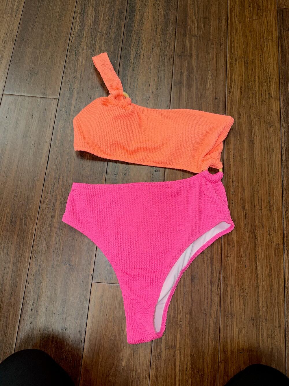 Sweet Daydreams Orange Pink Cutout Swimsuit Pink Lily XL